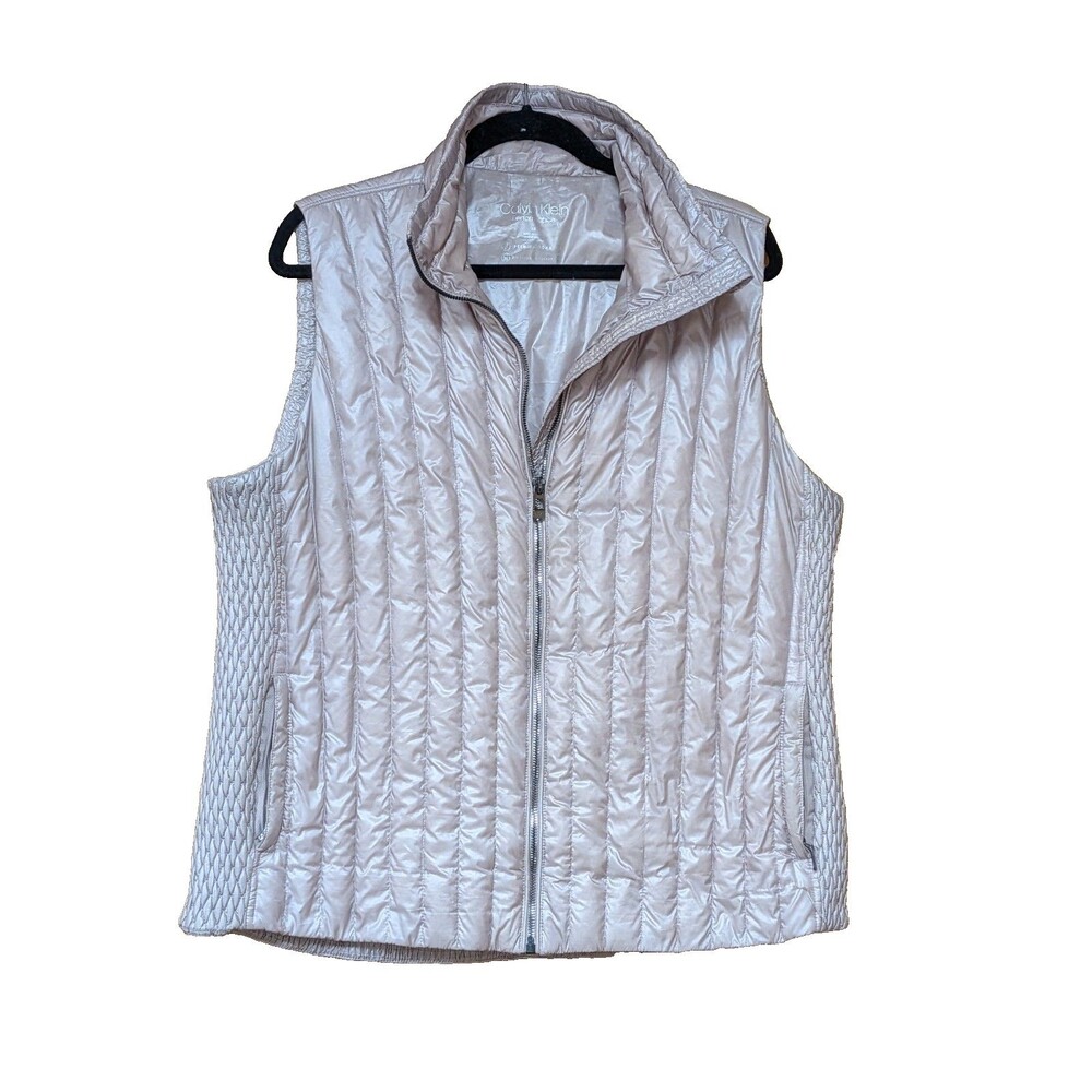 Calvin Klein Performance Womens Dusty Pink Quilted Down Puffer Vest Full Zip 1X